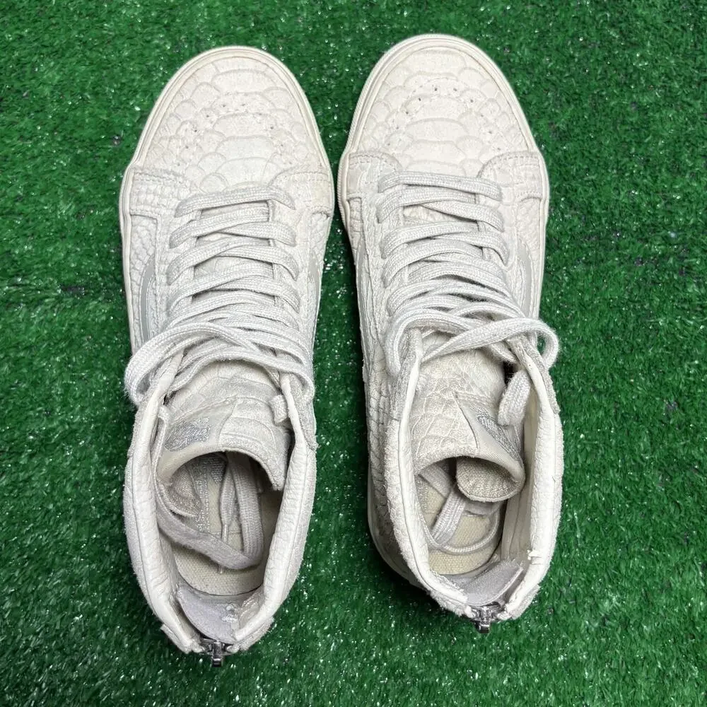 Vans Sk8-Hi Zip Womens 6 Mens 4.5 Cream Snake Shoes 721277
